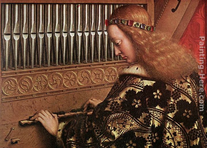 Jan van Eyck The Ghent Altarpiece Angels Playing Music [detail 1]